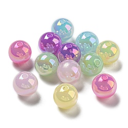 Acrylic Beads, Pearlized, Round, Mixed Color, 14mm, Hole: 2.6mm