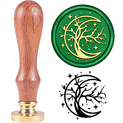 SUPERDANT Wax Seal Stamp Moon Tree Sealing Wax Stamps 30mm Removable Retro Brass Seal Head with Wood Handle for Envelopes Gifts Wedding Invitations Cards Decoration