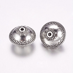 Ccb Kunststoff-Perlen, Flachrund, Antik Silber Farbe, 17x12.5 mm, Bohrung: 2 mm