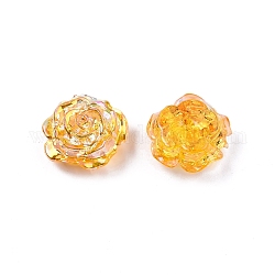Perlas de plástico abs transparente, medio-perforado, flor, oro, 15x16x6.5mm, agujero: 1.2 mm