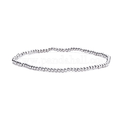 Bracciale elasticizzato con perline rotonde in vetro da donna, platino, diametro interno: 2-1/8 pollice (5.5 cm), perline: 2 mm
