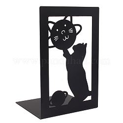 Soportes de exhibición de sujetalibros de hierro antideslizante, Tapón de libro de metal resistente de escritorio ajustable para estantes, forma de gato, 170x110mm