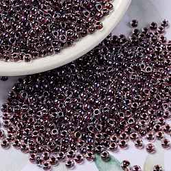 MIYUKI Round Rocailles Beads, Japanese Seed Beads, (RR3208) Magic Purple Cranberry Lined Crystal, 8/0, 3mm, Hole: 1mm, about 422~455pcs/bottle, 10g/bottle