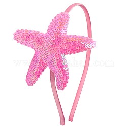 Estrella de mar con cintas de cabeza de plástico de lentejuelas reversibles, accesorios para el cabello para niñas, color de rosa caliente, 143x122mm