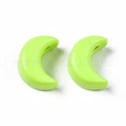 Spray Painted Brass Charms, Moon, Green Yellow, 10x8x6mm, Hole: 2mm