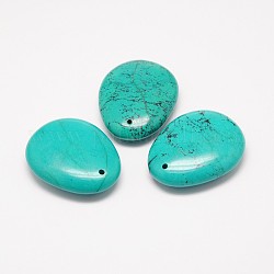 Natural Howlite Large Teardrop Pendants, Dyed & Heated, 50x40x14mm, Hole: 2mm