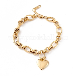 201 bracciale da donna con charm a cuore in acciaio inossidabile, oro, 7-3/8 pollice (18.6 cm)