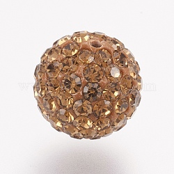 Perles strass tchèques, pp6 (1.3~1.35mm), Perles de boule pavé disco , fimo , ronde, 220 _smoke topaze, 4~4.5mm, Trou: 1mm, environ 20~30 pcs strass / balle
