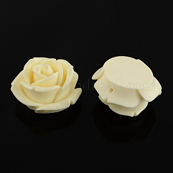 Resin Beads, Rose Flower, Light Goldenrod Yellow, 41x40x22mm, Hole: 2mm