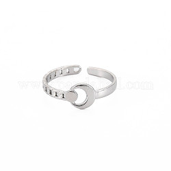 304 anillo de puño abierto de luna de acero inoxidable para mujer, color acero inoxidable, nosotros tamaño 9 3/4 (19.5 mm)