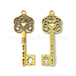 De aleación de estilo tibetano colgantes llaves gran esqueleto, Sin cadmio y níque y plomo, oro antiguo, 60x22x2mm, agujero: 2 mm