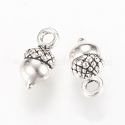 Tibetan Style Alloy Charms, Acorns, Cadmium Free & Nickel Free & Lead Free, Antique Silver, 14x7x6mm, Hole: 2mm, about 800pcs/1000g