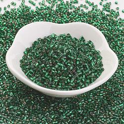 Cuentas de semillas japonesas toho, hexágono de dos cortes, (36) esmeralda verde forrada en plata, 11/0, 2x2mm, agujero: 0.6 mm, aproximamente 44000 unidades / libra
