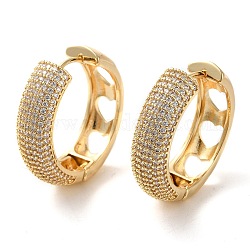 Brass Micro Pave Cubic Zirconia Thick Hoop Earrings, Hollow Heart Earring for Women, Long-Lasting Plated, Golden, 28x28.5x8mm