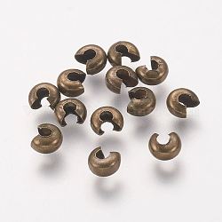 Eisen Crimpperlen Abdeckungen, Cadmiumfrei und Nickel frei und Bleifrei, Antik Bronze, 3 mm in Durchmesser, Bohrung: 1.2~1.5 mm