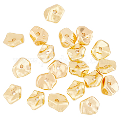 Perline in ottone dicosmetico 20 pz, imitazione di scheggiatura di pietra, vero placcato oro 18k, 9x7.5x3.5mm, Foro: 1.2 mm