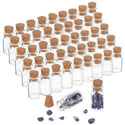 Pandahall Elite Glas Glasflaschen, mit Korken, Wulst Container, Ich wünsche eine Flasche, Kolumne, Transparent, Kapazität: 1.5 ml (0.05 fl. oz), 18x10 mm, Stopper: 6~7x6~6.5mm, Engpass: 7mm Durchmesser, 50 Stück / Beutel