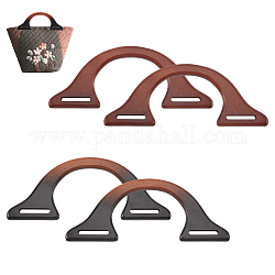 Pandahall elite 4 pz 2 colori manici per borsa in legno di gomma, arco, colore misto, 8.5x21.8x0.9cm, 2 pz / colore