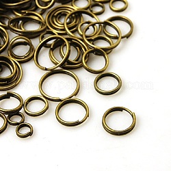 Iron Double Split Rings, Double Loops Jump Rings, Mixed Size, Nickel Free, Antique Bronze, about 4~10mm in diameter