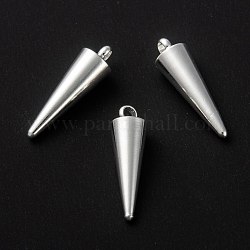 304 Stainless Steel Pendants, Spike/Cone, Silver, 18x5mm, Hole: 2mm