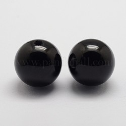 Cuentas de ónix negro natural, redondo, 20mm, agujero: 3~4 mm