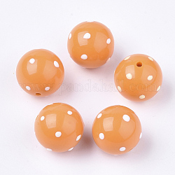 Perline acrilico, rotonda con il punto, arancione scuro, 16x15mm, Foro: 2.5 mm