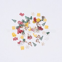 Colorido juego de pegatinas navideñas para uñas, 3d copo de nieve alce árbol palo muñeco de nieve patrón de campana diy diseño de uñas de invierno para mujeres niñas, color mezclado, 3~8x2~6x0.1mm