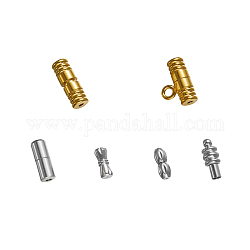 304 Stainless Steel Screw Clasps, Column, Golden & Stainless Steel Color, 16x6.5mm, Hole: 1.5mm