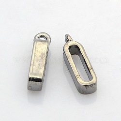 Nickel Free Alloy Hanger Links, Scarf Bail Beads, Rectangle, Gunmetal, 16x4x4mm, Hole: 2mm and 2x10mm