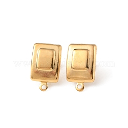 304 Stainless Steel Stud Earring Findings, with Horizontal Loops, Rectangle, Golden, 16x10mm, Hole: 1.4mm, Pin: 0.8mm
