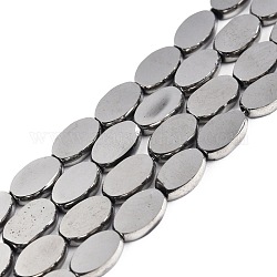 Chapelets de perles en verre, ovale, platinée, 10x6x3mm, Trou: 1mm, Environ 54~60 pcs/chapelet, 20.47~23.62'' (52~60 cm)
