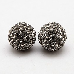 925 orecchini a bottone in argento sterling con strass di cristallo austriaco, con le noci orecchio, tondo, 215 _black diamante, 12mm, ago :0.8mm