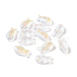 Perles en verre electroplate transparent , de couleur plaquée ab , poisson, clair ab, 15x8x5mm, Trou: 1mm