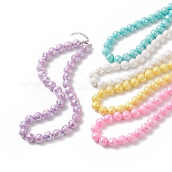 Colliers de perles rondes en acrylique à facettes couleur macaron, pour femme, avec 304 fermoir mousqueton en acier inoxydable et chaînes d'extrémité, couleur mixte, 18-1/4 pouce (46.4 cm)