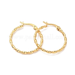 Vacuum Plating 201 Stainless Steel Twist Rope Hoop Earrings with 304 Stainless Steel Pins for Women, Golden, 25x2mm, Pin: 0.6mm