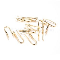 Brass Earring Hooks, with Vertical Loop, Light Gold, 18~20x4mm, Hole: 1mm