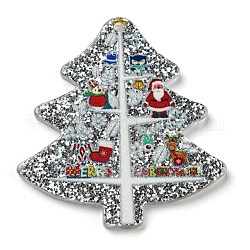 Colgantes de acrílico con tema navideño, árbol, 38x36.5x2mm, agujero: 1.6 mm