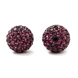 Rhinestone de cristal checo medio perforados allanan cuentas de bola de discoteca, pequeña arcilla redonda del polímero checo rhinestone beads, 204 _amethyst, pp9 (1.5~1.6 mm), 10mm, agujero: 1.2 mm