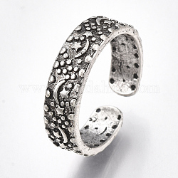 Сплав манжеты кольца пальцев, широкая полоса кольца, античное серебро, Размер 7, 17 мм