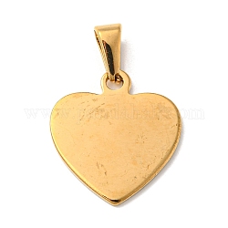 304 ciondoli in acciaio inossidabile, timbratura tag vuoto, cuore, oro, 20.5x19x1.36mm, Foro: 10x4.5 mm