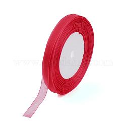 Ruban d'organza, rouge, 3/8 pouce (10 mm), 50yards / roll (45.72m / roll), 10 rouleaux / groupe, 500yards / groupe (457.2m / groupe)