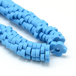 Polymer-Ton bead Stränge, Blume, Verdeck blau, 4~6x4~6x1~1.5 mm, Bohrung: 2 mm, ca. 313~350 Stk. / Strang, 15.35 Zoll ~ 16.14 Zoll
