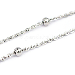 304 Stainless Steel Cable Chains, Stainless Steel Color, 2.5x2x0.5mm