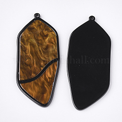 Grandi pendenti in cellulosa acetato (resina), verga d'oro scuro, 70x31x3.5mm, Foro: 1.8 mm