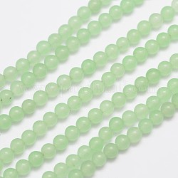 Natürliche und gefärbte Perle Malaysia Jade Stränge, Runde, hellgrün, 4 mm, Bohrung: 0.8 mm, ca. 92 Stk. / Strang, 15 Zoll