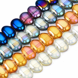 Electroplate Glass Beads Strands, Oval, Mixed Color, 16x11x5.5mm, Hole: 1mm, about 50pcs/strand, 21.65 inch(55cm)
