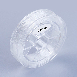 Runde japanische elastische Kristallschnur, elastischer Perlenfaden, für Stretcharmbandherstellung, Transparent, 0.6 mm, ca. 16.4 Yard (15m)/Rolle