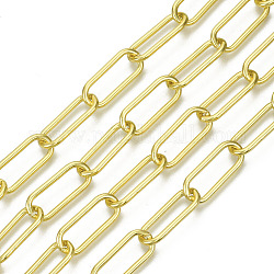 Cadenas de clips de hierro sin soldar, cadenas portacables alargadas estiradas, con carrete, dorado, 24.4x10x2mm, aproximadamente 32.8 pie (10 m) / rollo