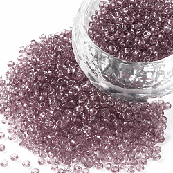 Perline di semi di vetro rotonde di grado 12/0, colori trasparenti, marrone rosato, 12/0, 2x1.5mm, Foro: 0.8 mm, circa 30000pcs/scatola