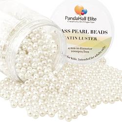 Pearlized Eco-Friendly Dyed Glass Pearl Round Bead, Beige, 4~4.5mm, Hole: 0.7~1.1mm, about 1000pcs/box